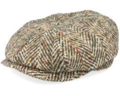 Hatteras Herringbone Olive Flat Cap - Stetson