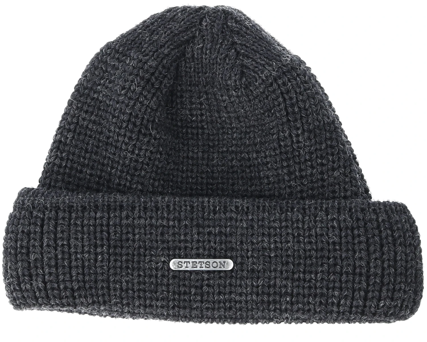 Merino Wool Dark Grey/Black Beanie - Stetson 1 Merino Wool Dark Grey/Black Beanie - Stetson