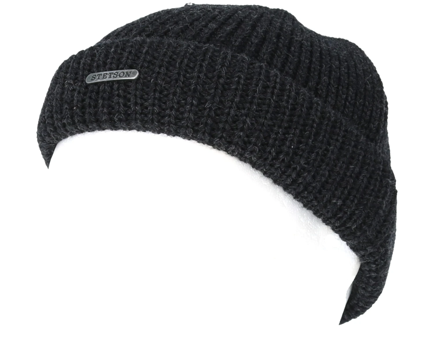 Merino Wool Dark Grey/Black Beanie - Stetson 3 Merino Wool Dark Grey/Black Beanie - Stetson - Image 3