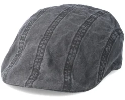 Ivy Delave Organic Cotton Washed Black Flatcap - Stetson