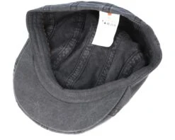 Ivy Delave Organic Cotton Washed Black Flatcap - Stetson -Stetson 4043898445108 4