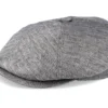 6-Panel Linen Fischgrat Grey Flat Cap - Stetson