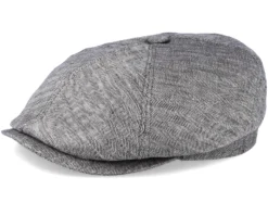 6-Panel Linen Fischgrat Grey Flat Cap - Stetson