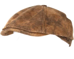 6-Panel Pigskin Brown Flat Cap - Stetson -Stetson 4043898456654 5 scaled