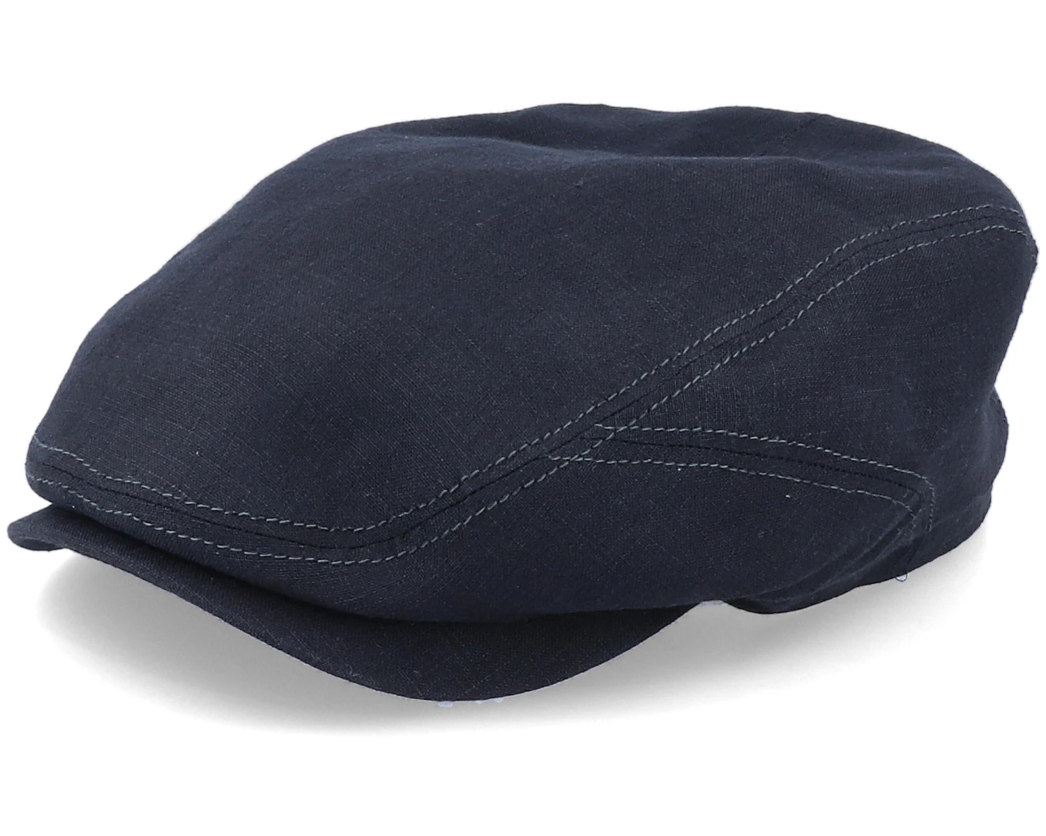 Driver Cap Linen 1 Black Flat Cap - Stetson 1 Driver Cap Linen 1 Black Flat Cap - Stetson