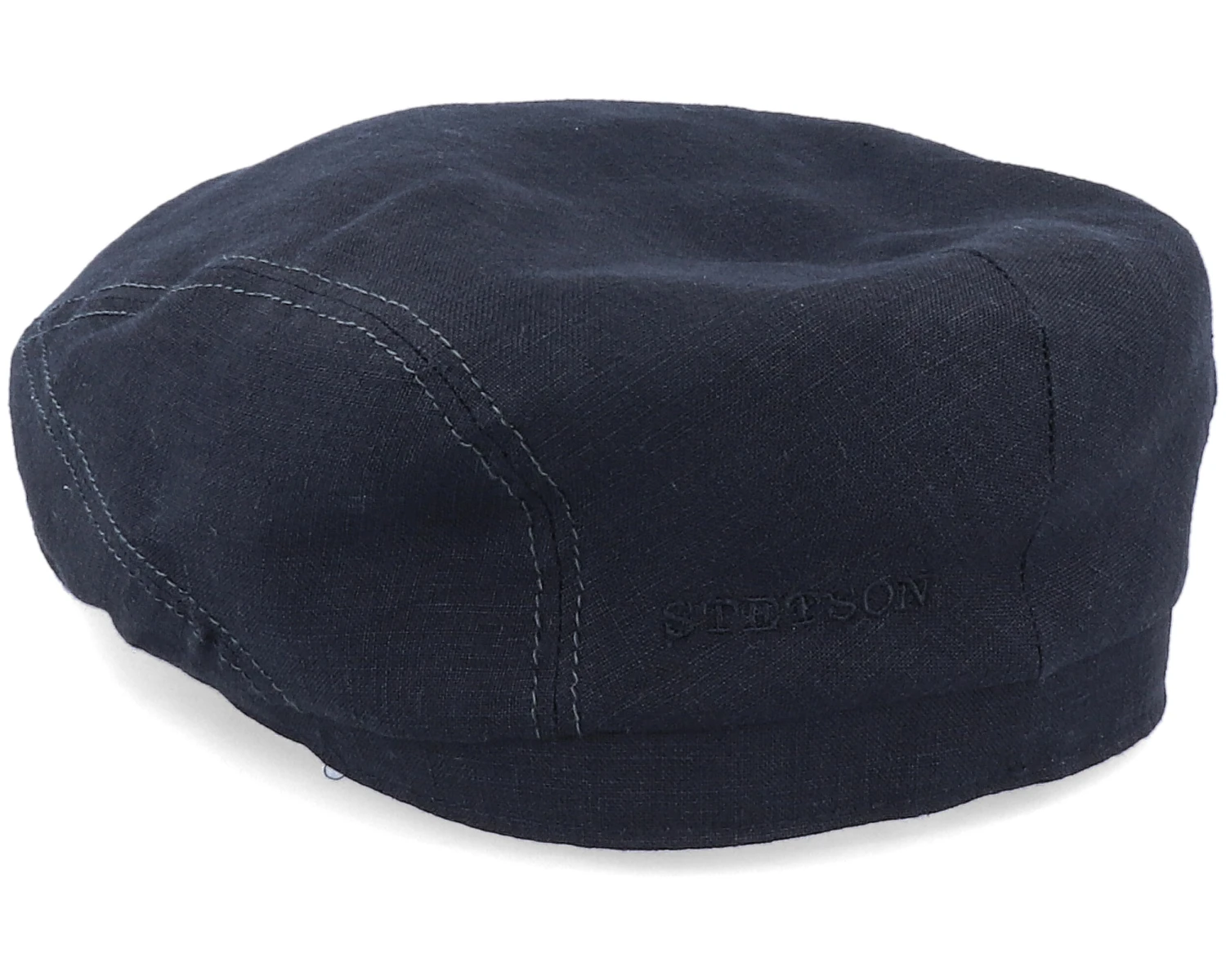 Driver Cap Linen 1 Black Flat Cap - Stetson 2 Driver Cap Linen 1 Black Flat Cap - Stetson - Image 2