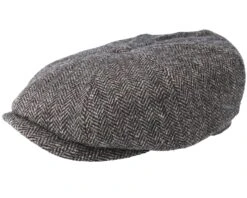 Hatteras Woolrich Herringbone Black/Grey Flat Cap - Stetson