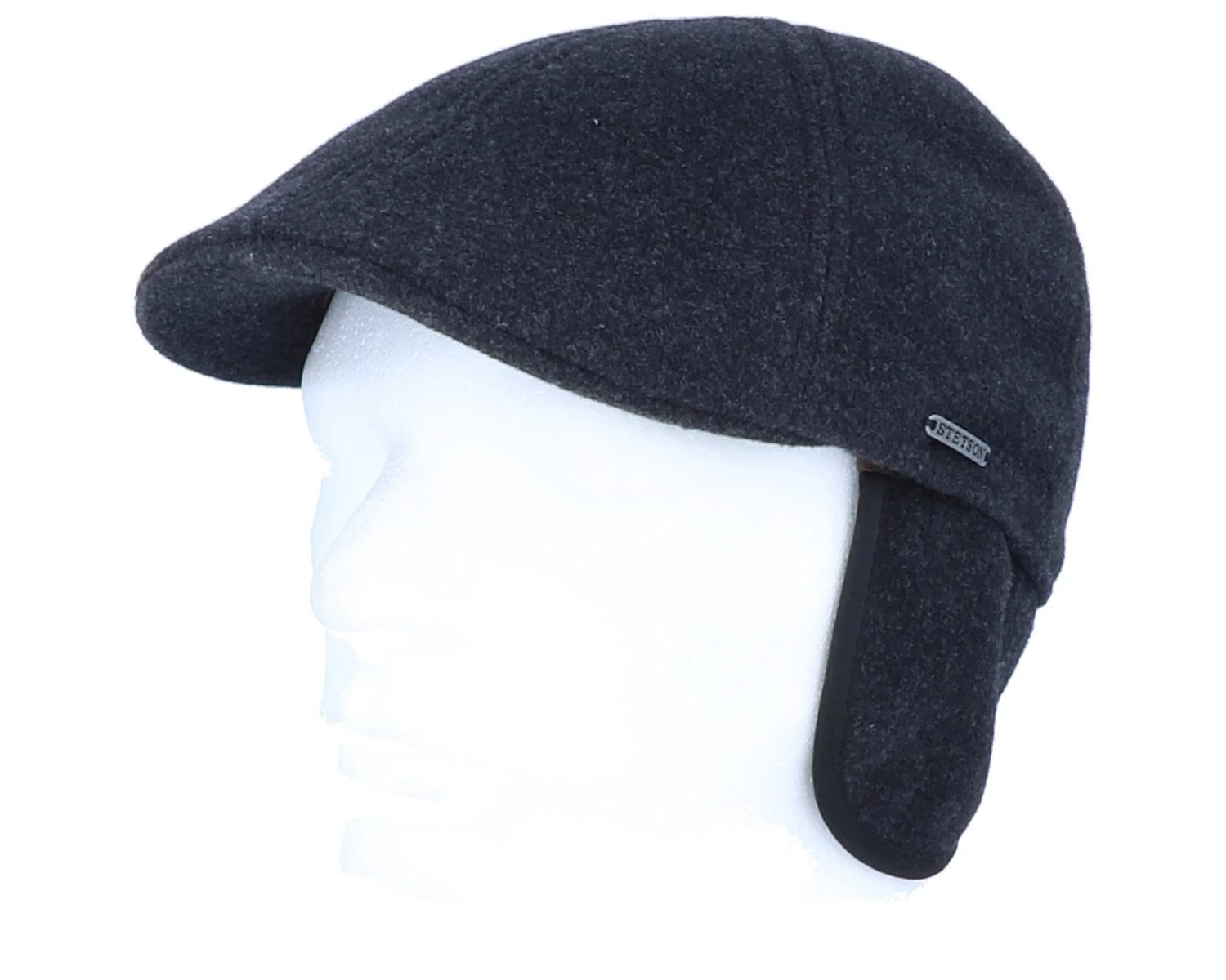 Texas Wool/Cashmere Ear Flap 2 Black Flat Cap - Stetson 5 Texas Wool/Cashmere Ear Flap 2 Black Flat Cap - Stetson - Image 5