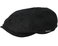 6-Panel Pigskin Black Flat Cap - Stetson