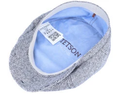 6-Panel Cap Silk Black/White Flat Cap - Stetson -Stetson 4043898870986 4