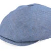 6-Panel Cap Fischgrat Navy Linen Flat Cap - Stetson