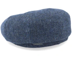 Hatteras Wool Herringbone Navy Flat Cap - Stetson -Stetson 4043898972499 3