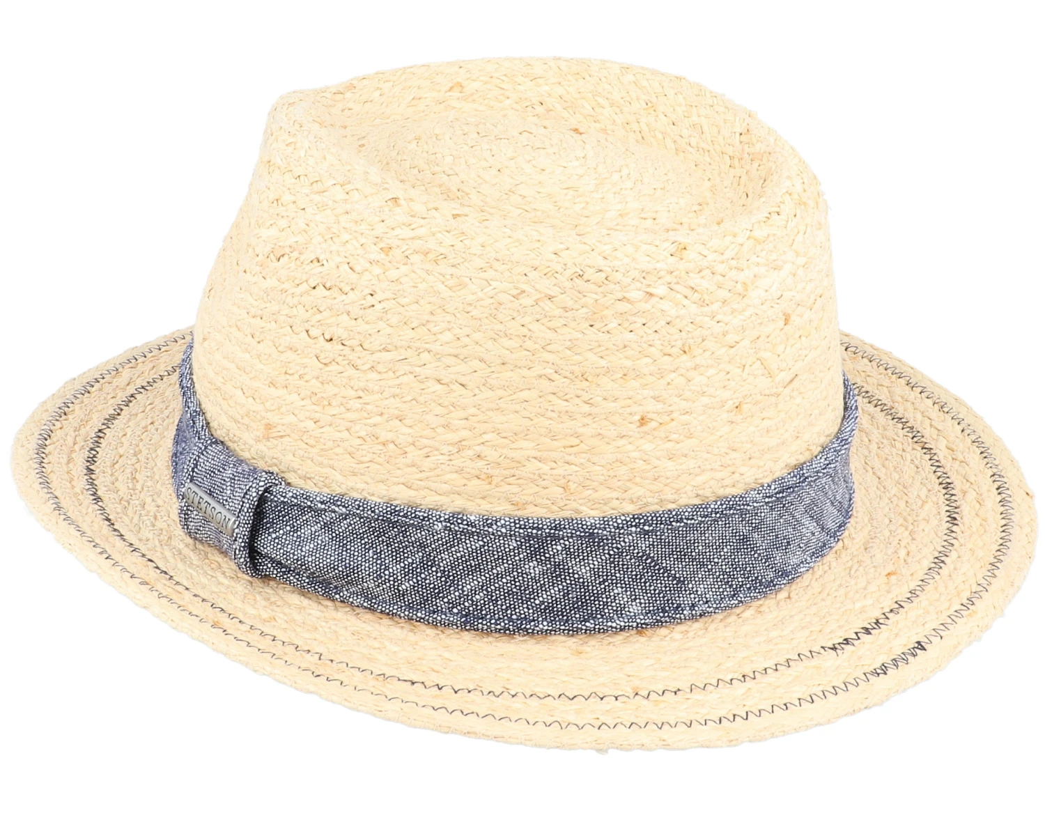 Traveller Raffia Beige/Denim Straw Hat - Stetson 2 Traveller Raffia Beige/Denim Straw Hat - Stetson - Image 2