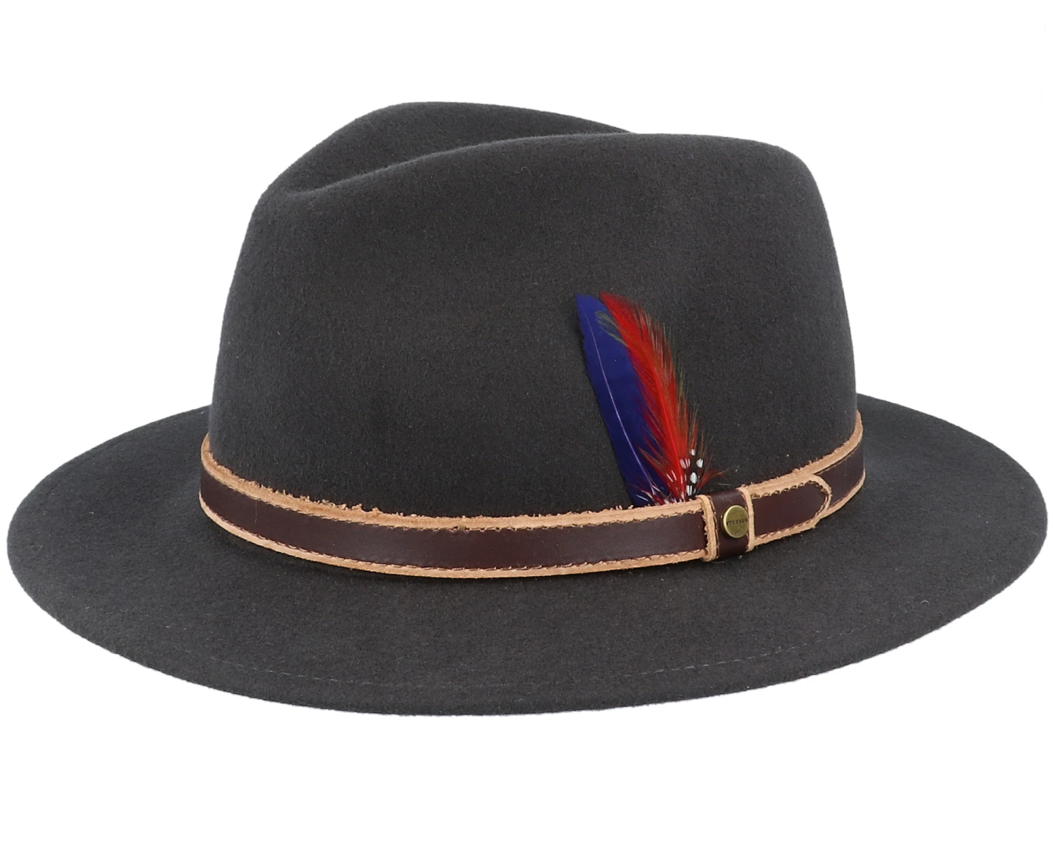 Newark Tiller Woolfelt Charcoal Fedora - Stetson 1 Newark Tiller Woolfelt Charcoal Fedora - Stetson