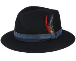 Newark Tiller Woolfelt Black Fedora - Stetson