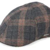Texas Duck Shape Wool Check Brown Flat Cap - Stetson
