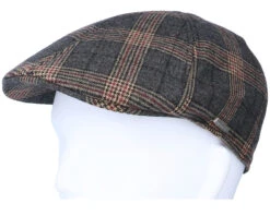 Texas Duck Shape Wool Check Brown Flat Cap - Stetson -Stetson 4063633015021 5
