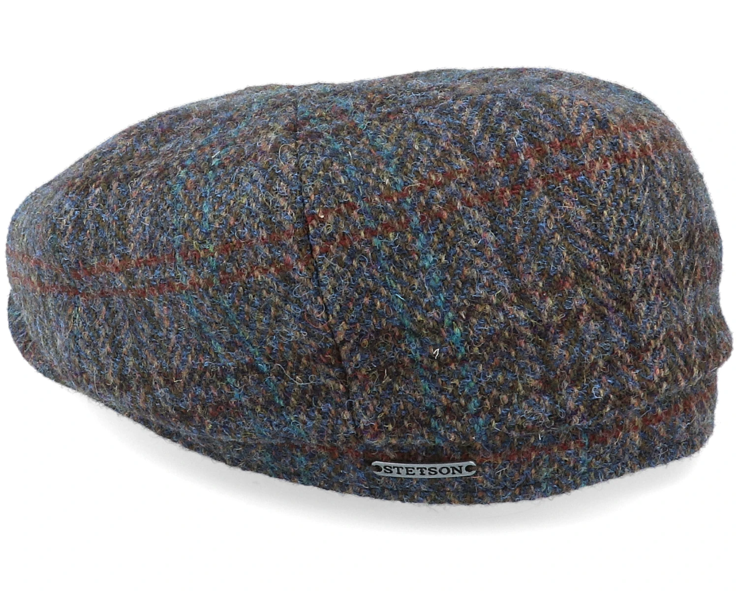 Hatteras Harris Tweed Brown/Navy Flat Cap - Stetson 2 Hatteras Harris Tweed Brown/Navy Flat Cap - Stetson - Image 2