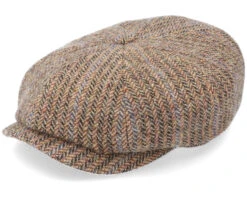 Hatteras Virgin Wool Herringbone Brown Flat Cap - Stetson