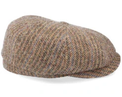 Hatteras Virgin Wool Herringbone Brown Flat Cap - Stetson -Stetson 4063633017896 3