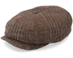 Hatteras Harris Tweed Brown Flat Cap - Stetson