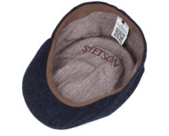 Texas Wool Herringbone Navy Flat Cap - Stetson -Stetson 4063633064555 4