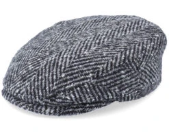 Kent Herringbone Black/Grey Flat Cap - Stetson