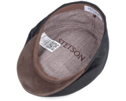 Driver Cap Cowhide Black Flat Cap - Stetson -Stetson 4063633066733 4