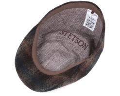 Texas Wool Check Brown Flat Cap - Stetson -Stetson 4063633068867 4