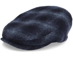 Kent Ef Wool Check Navy Earflap Flat Cap - Stetson