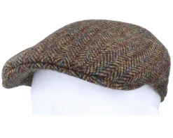 Ivy Cap Harris Tweed Brown Flat Cap - Stetson -Stetson 4063633072833 5