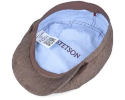 6-Panel Cap Linen Brown Flat Cap - Stetson -Stetson 4063633079030 4