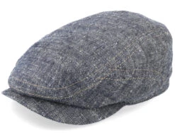 Driver Cap Linen/Silk Navy Flat Cap - Stetson