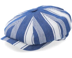 Hatteras Linen/Cotton White/Blue Flat Cap - Stetson