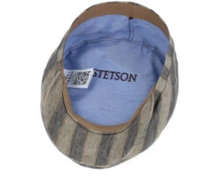 Driver Cap Linen Striped Flat Cap - Stetson -Stetson 4063633085116 4