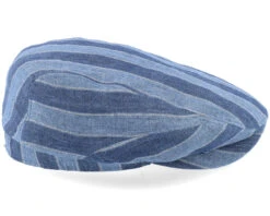 Driver Cap Linen Stripes Blue Flat Cap - Stetson -Stetson 4063633085130 3