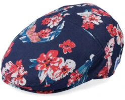 Ivy Cap Linen Navy/Flowers Flat Cap - Stetson