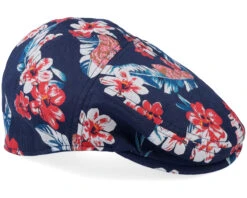 Ivy Cap Linen Navy/Flowers Flat Cap - Stetson -Stetson 4063633085369 3
