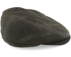 Driver Cap Waxed Organic Cotton Olive Flat Cap - Stetson -Stetson 4063633091872 3