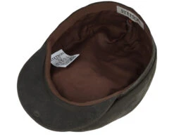 Driver Cap Waxed Organic Cotton Olive Flat Cap - Stetson -Stetson 4063633091872 4