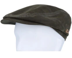 Driver Cap Waxed Organic Cotton Olive Flat Cap - Stetson -Stetson 4063633091872 5