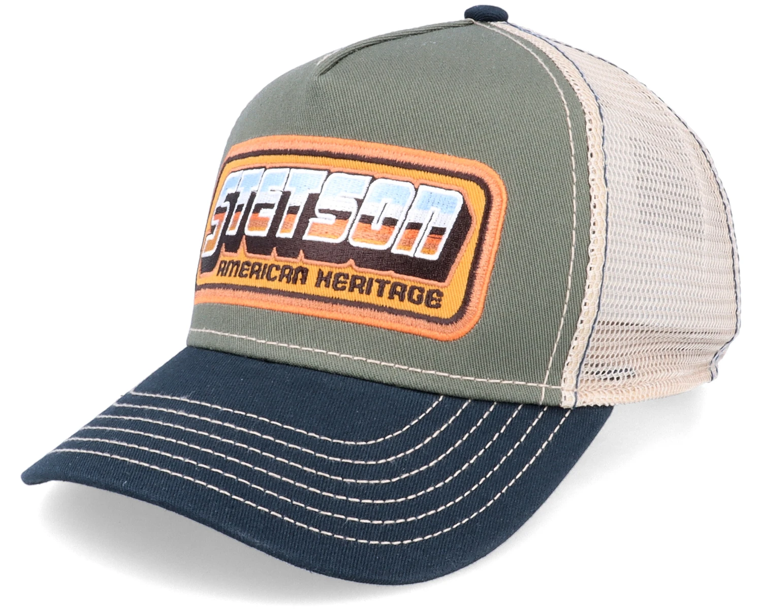 Kids Chrome Olive Trucker - Stetson 1 Kids Chrome Olive Trucker - Stetson