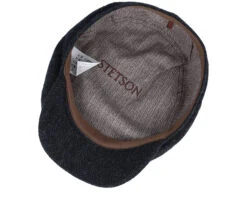 Driver Cap Wool Herringbone Black Flat Cap - Stetson -Stetson 4063633096990 5