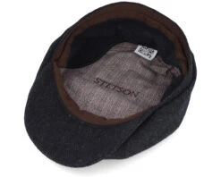 Hatteras Wool Herringbone Black Earflap Flat Cap - Stetson 9 Hatteras Wool Herringbone Black Earflap Flat Cap - Stetson -Stetson 4063633097256 4