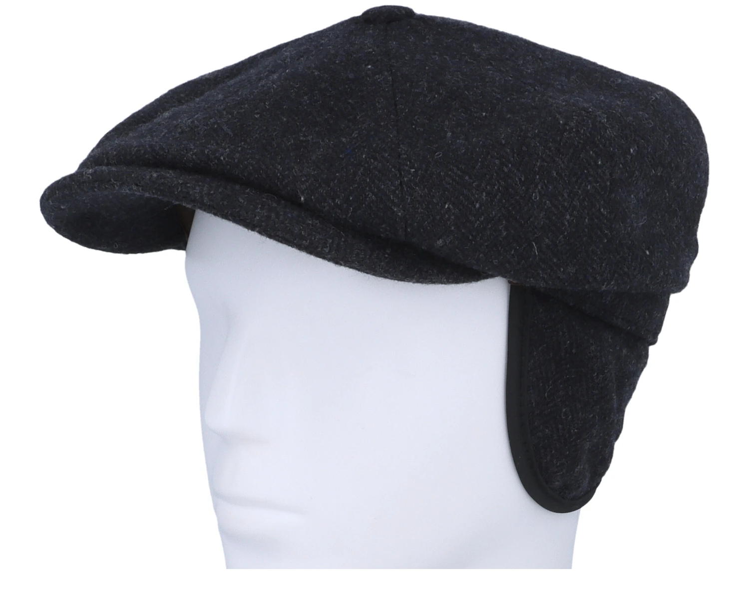 Hatteras Wool Herringbone Black Earflap Flat Cap - Stetson 6 Hatteras Wool Herringbone Black Earflap Flat Cap - Stetson - Image 6