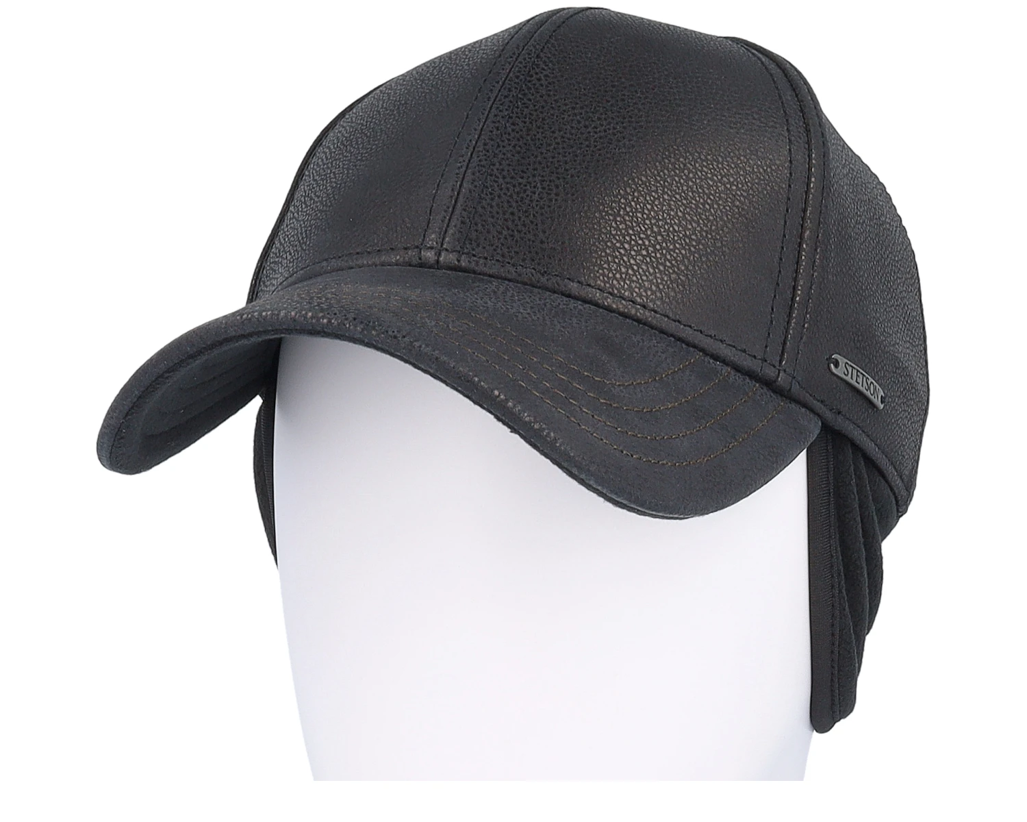 Baseball Cap Chevrette Cowhide Black Earflap Fitted - Stetson 7 Baseball Cap Chevrette Cowhide Black Earflap Fitted - Stetson - Image 7