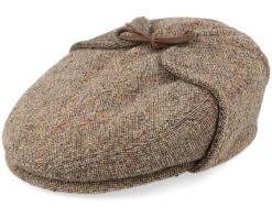 Driver Cap Virgin Wool Earflap Brown Flat Cap - Stetson
