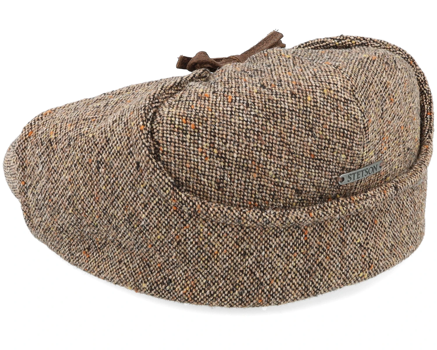 Driver Cap Virgin Wool Earflap Brown Flat Cap - Stetson 2 Driver Cap Virgin Wool Earflap Brown Flat Cap - Stetson - Image 2