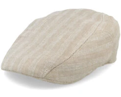 Ivy Cap Linen Stripe Beige Flat Cap - Stetson