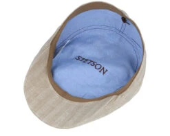 Ivy Cap Linen Stripe Beige Flat Cap - Stetson -Stetson 4063633125737 4